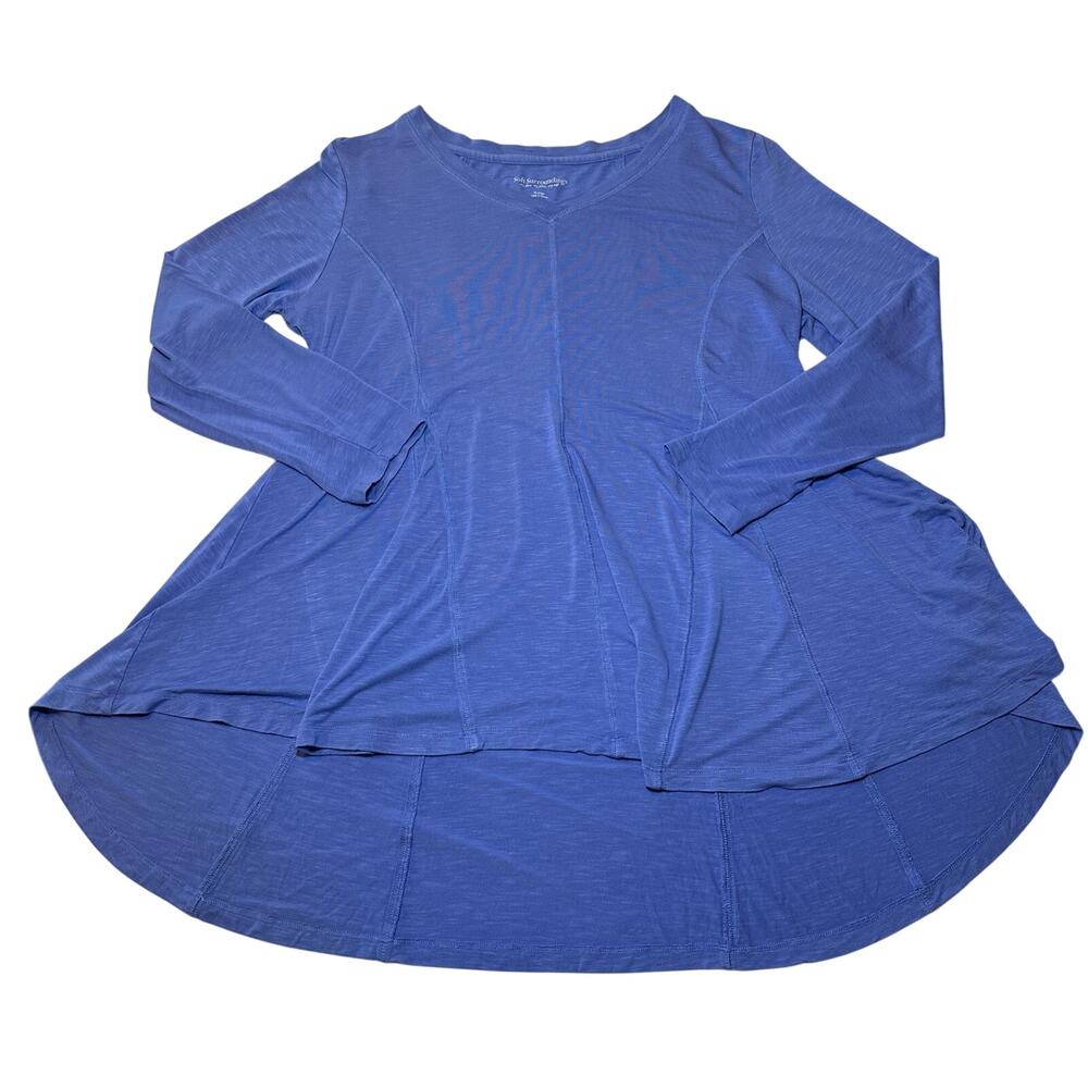 Soft Surroundings Swing Tunic Top V-Neck 3/4 Sleeve Flared Hem Hi Lo Size XL